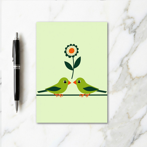 Green Birds Flower Sympathy Card