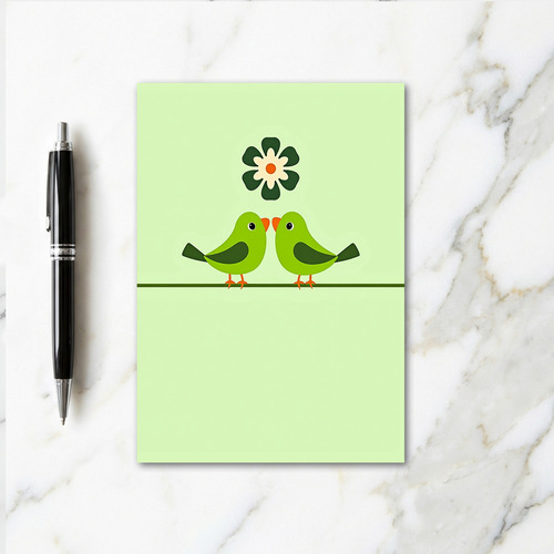 Green Birds Sweet Embrace Card