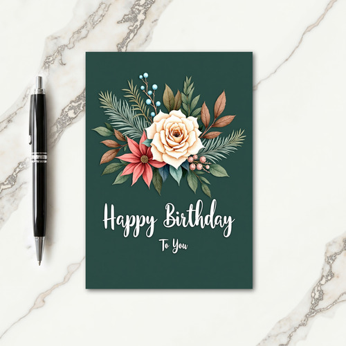 Green Bloom Birthday Card