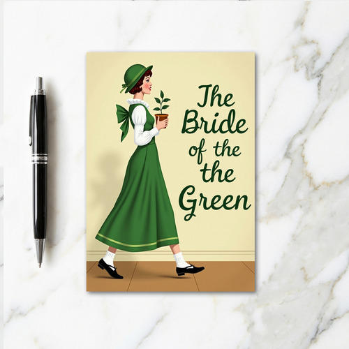 Green Bride Retro Style Art Card