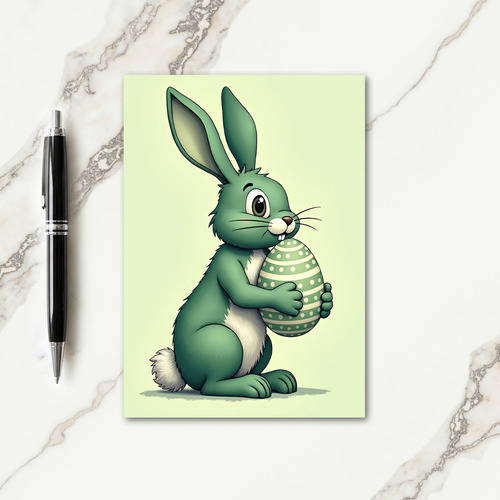 Green Bunny Egg Holiday Card