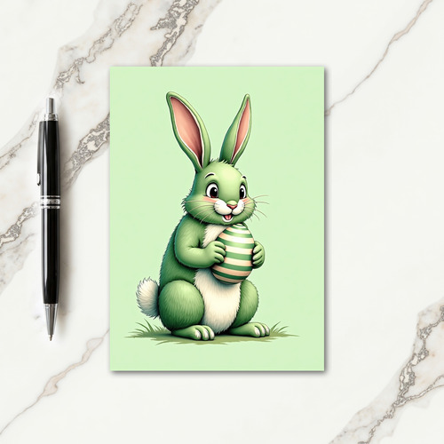 Green Bunny Friend Greeting Card