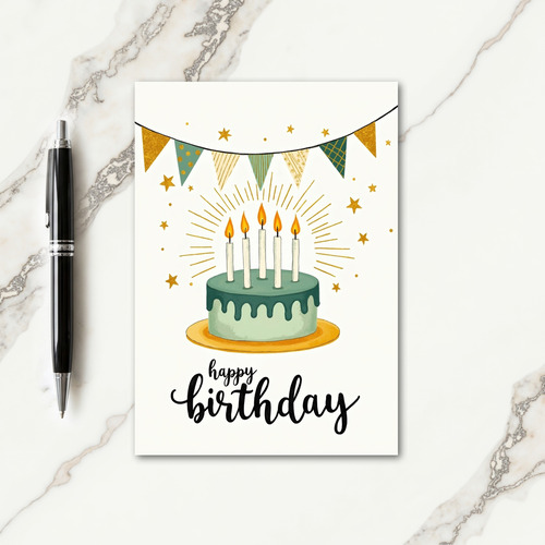 Green Cake Birthday Card