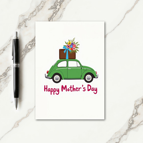 Green Car Floral Delivery Card