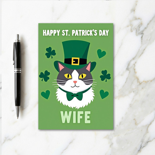 Green Cat Hearts Wife Card