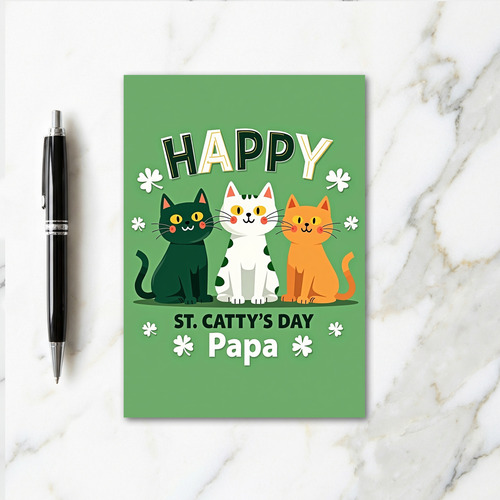 Green Cat Pattern Happy St Pattys Card