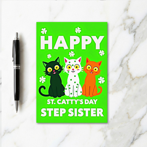 Green Cat Polka Dot Card