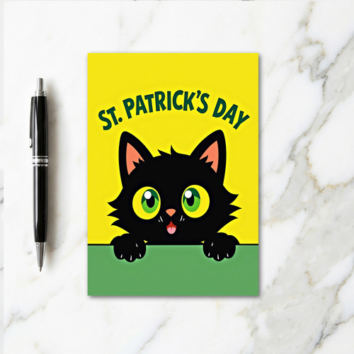 Green Cat St Patricks Day Card