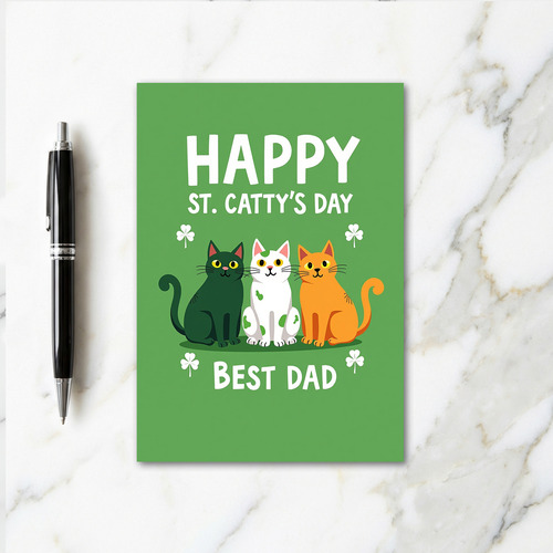 Green Cats Best Dad Card