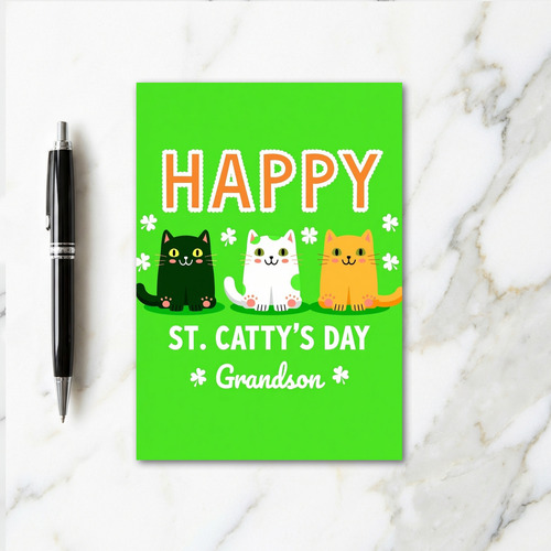 Green Cats Grandson Card