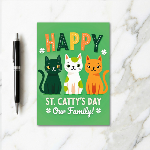 Green Cats Happy Day Family Card