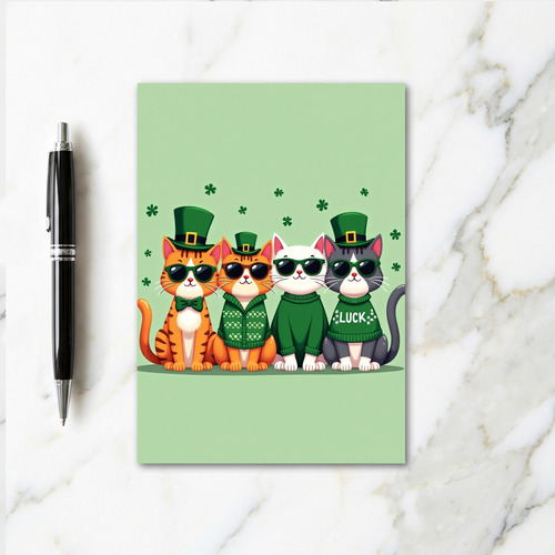 Green Cats Luck Pattern Card