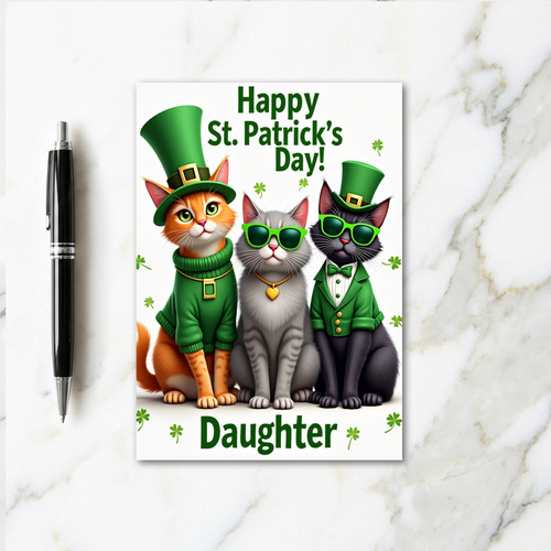 Green Cats Pattern St Patricks Card