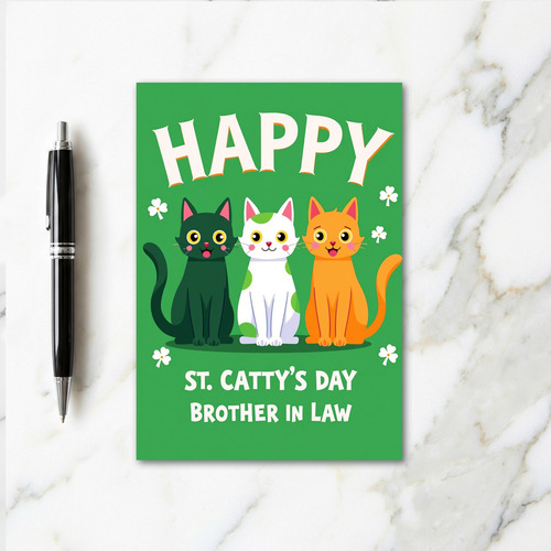 Green Cats Shamrocks Brother Card