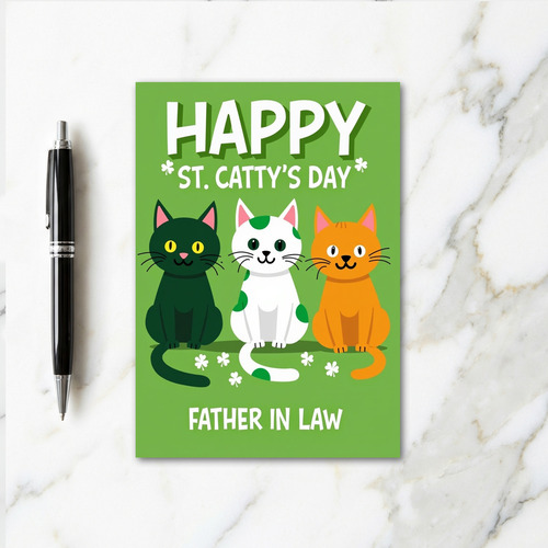 Green Cats Shamrocks Father In Law Card