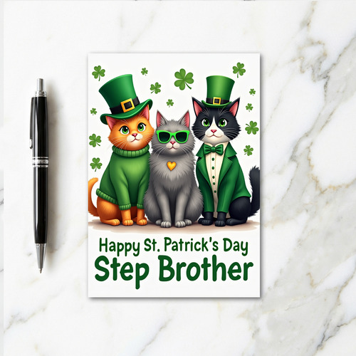 Green Cats St Patricks Day Card