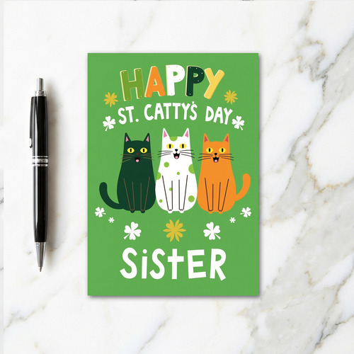 Green Cats St Pattys Day Sister Card