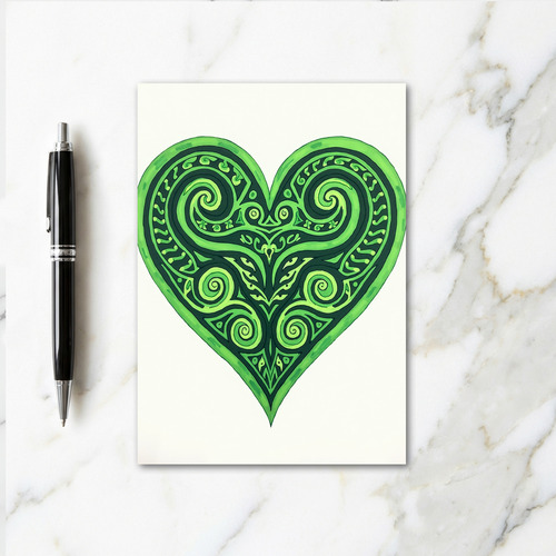 Green Celtic Heart Art Card