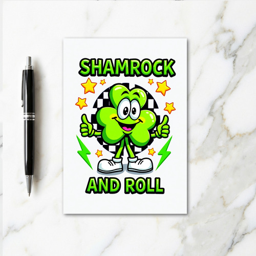 Green Checkerboard Shamrock Card