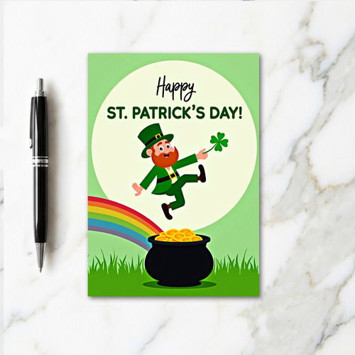 Green Circle Leprechaun Luck Card