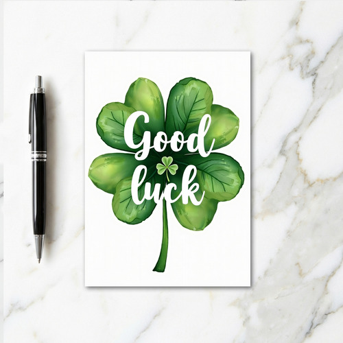 Green Clover Good Luck Card