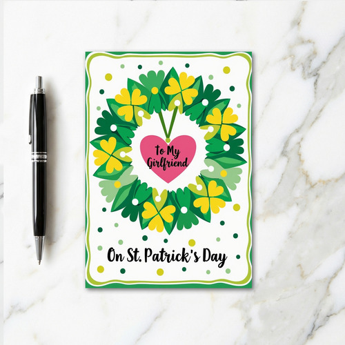 Green Clover Heart Pattern Card