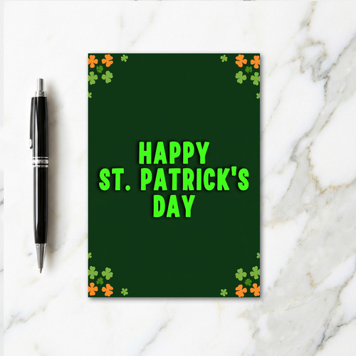 Green Clover Pattern Happy Card