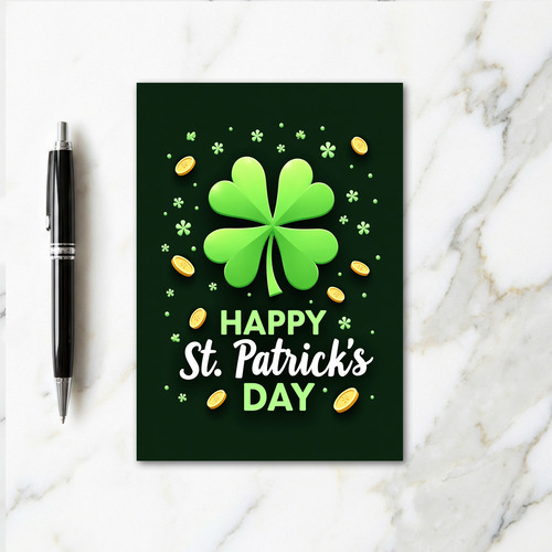 Green Clover Pattern Holiday Card