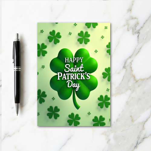 Green Clover Pattern Saint Patricks Card