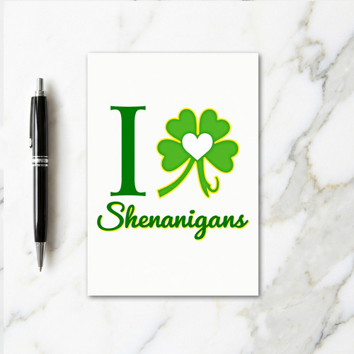 Green Clover Shenanigans Card