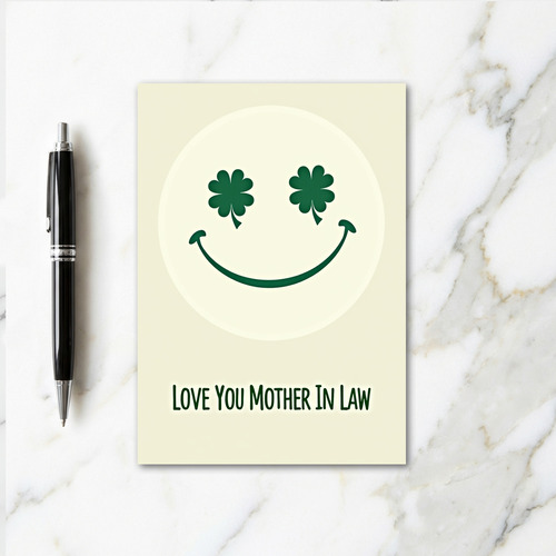 Green Clover Smiling Face Card