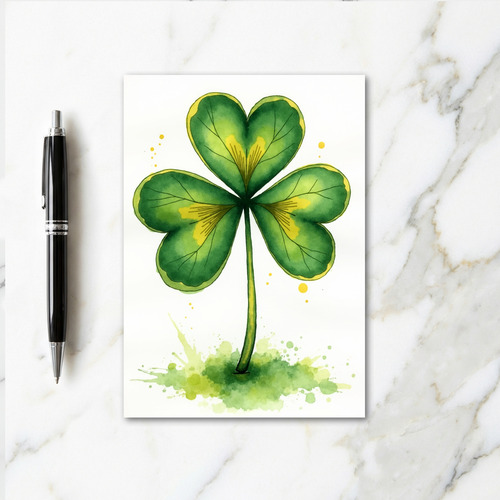 Green Clover Watercolor Art Card