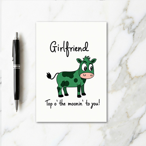 Green Cow Girlfriend Greeting Card