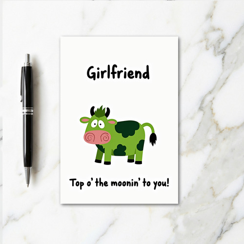 Green Cow Pattern Girlfriend Card