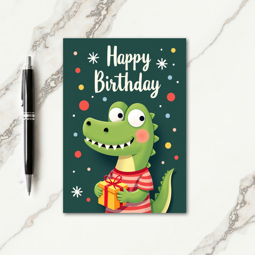 Green Creature Birthday Card