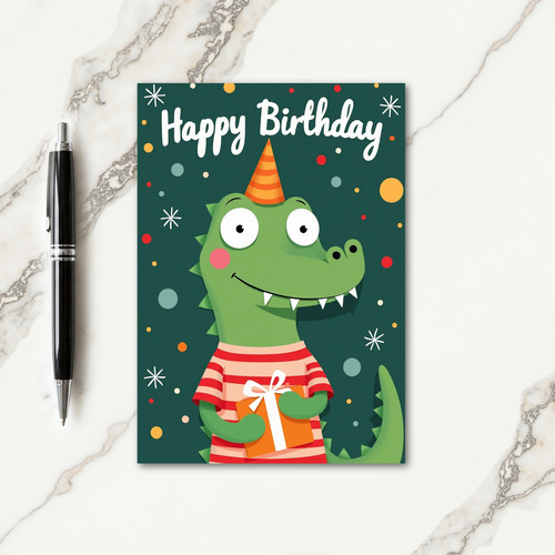 Green Creature Party Birthday Card