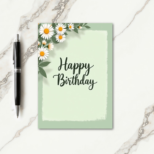 Green Daisy Birthday Card