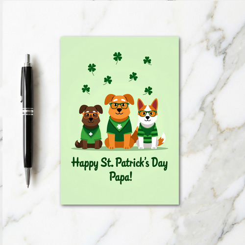 Green Dog Pattern St Patricks Card