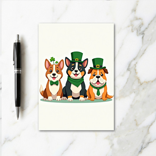 Green Dogs Pattern St Patricks Card