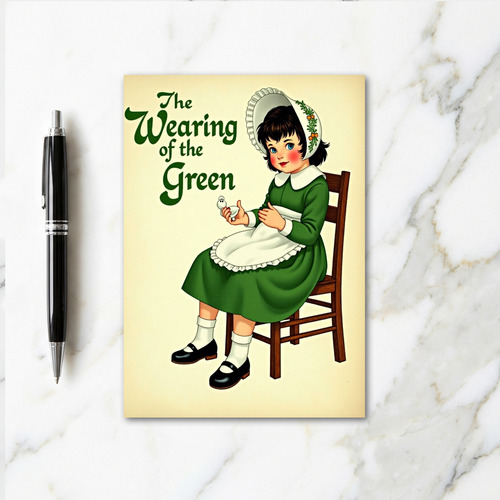 Green Dress Girl Art Card