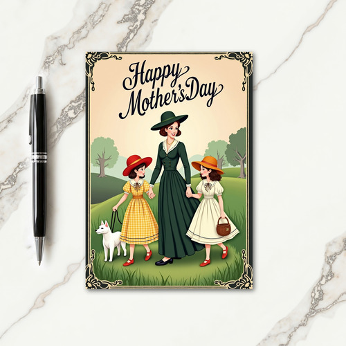 Green Dress Mothers Day Art Card