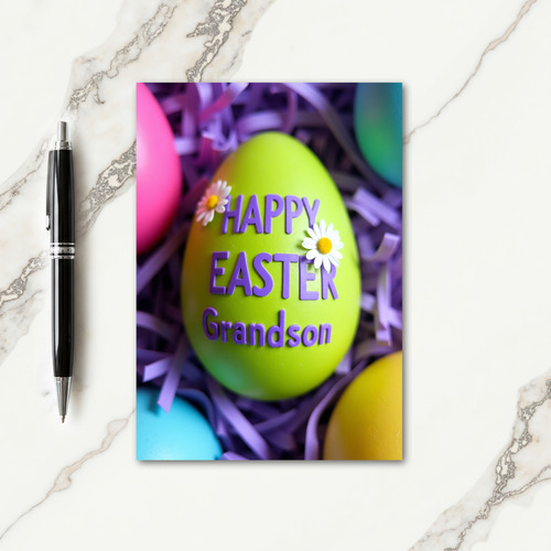 Green Easter Grandson Card