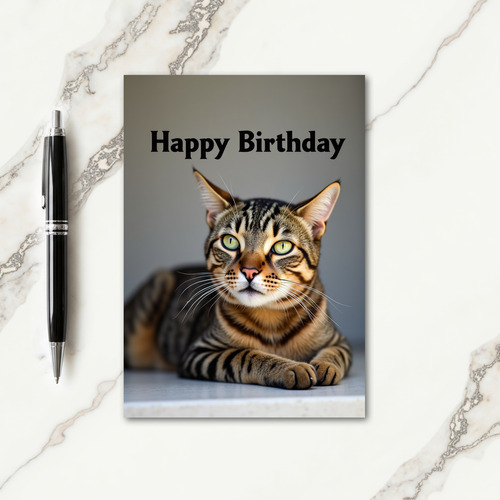 Green Eyed Cat Birthday Card