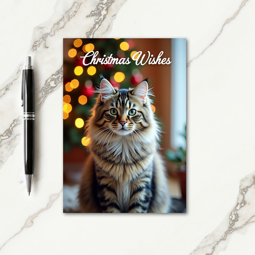 Green Eyed Cat Christmas Card