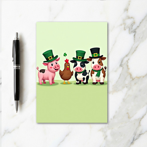Green Farm Animal Friends Card