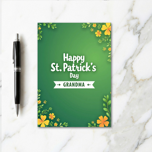 Green Floral Grandma St Patricks Card