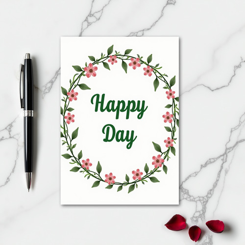 Green Floral Happy Day Card