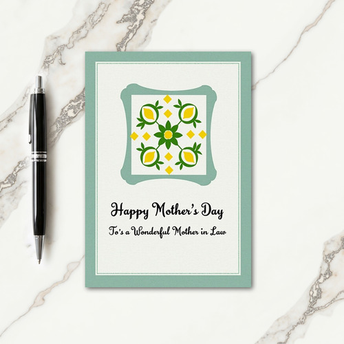 Green Floral Mothers Day Card