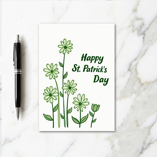 Green Flower Pattern St Patricks Card
