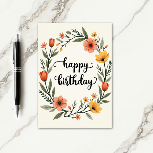 Green Foliage Birthday Card